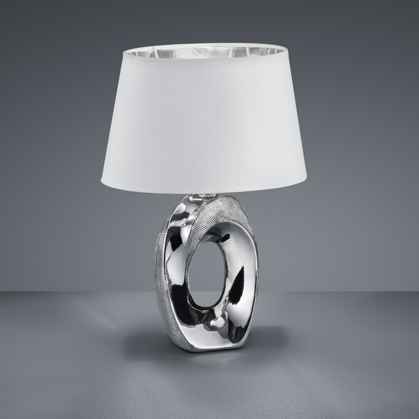 Biała lampka do sypialni Taba R50511089 abażurowa lampka na stolik