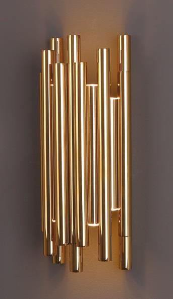 Kinkiet LAMPA ścienna ORGANIC W0187D Maxlight metalowa OPRAWA sople LED 8W 3000K tuby złote