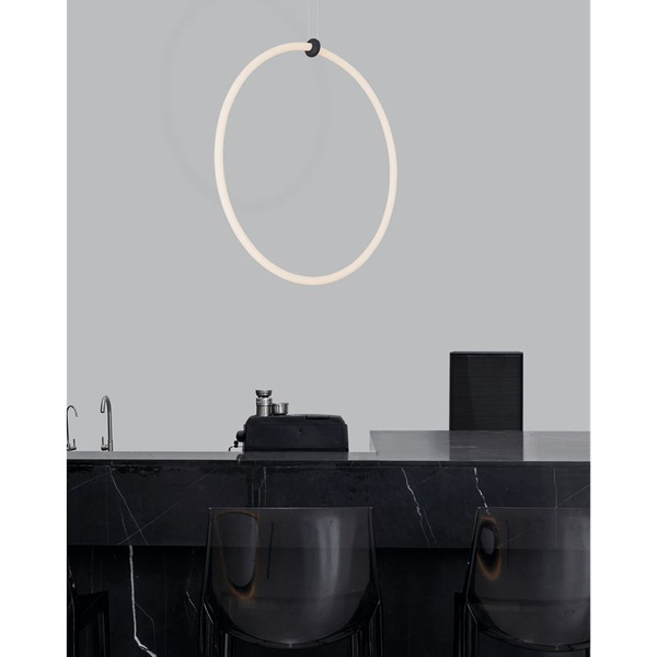 LAMPA wisząca COLON LE41609 Luces Exclusivas metalowa OPRAWA okrągy ZWIS LED 30W 3000K pierścień ring czarny