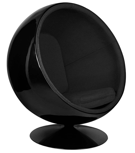 Fotel stojący Ball Black do pokoju tapicerowany czarny