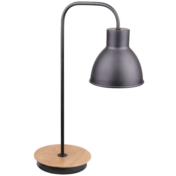 Skandynawska LAMPA stołowa VARIO 41-73488 Candellux metalowa LAMPKA biurkowa stojąca loftowa czarna drewna