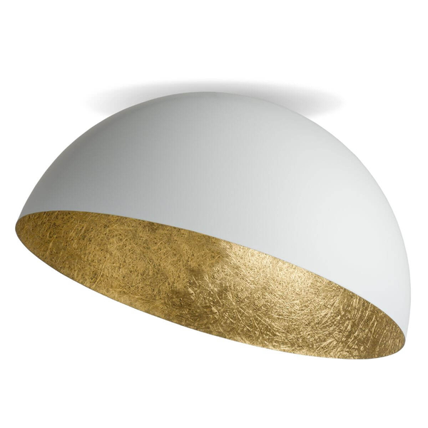 Asymetryczna lampa sufitowa Sfera biała złota do jadalni