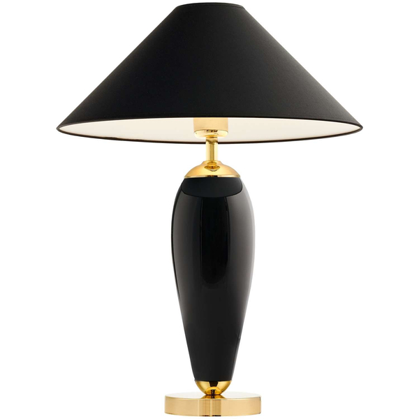 Abażurowa LAMPA stołowa REA 40607102 Kaspa stojąca LAMPKA biurkowa do sypialni nocna złota czarna