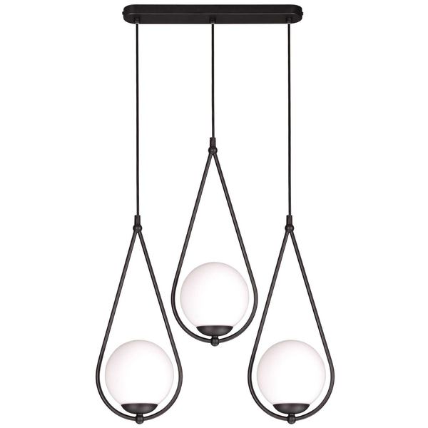 Łezka LAMPA wisząca K-4772 Kaja szklana OPRAWA kule ball na listwie ZWIS modernistyczny czarny biały