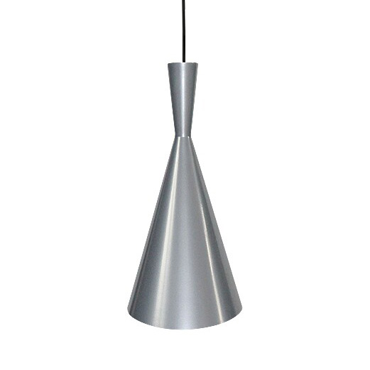 Metalowa lampa wisząca Trincola stożek do salonu nad stolik srebrny