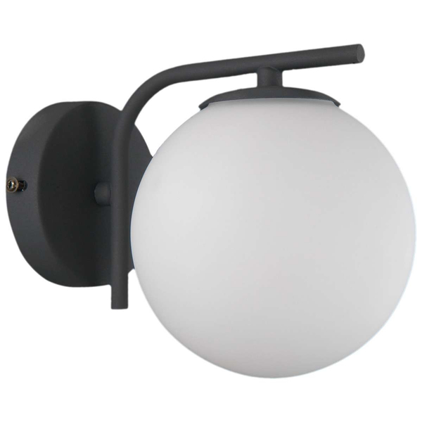 Kinkiet LAMPA ścienna RADDI WL-5510-1-BK Italux modernistyczna OPRAWA szklana kula ball grafitowa biała