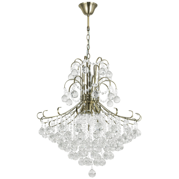 Żyrandol LAMPA wisząca ELM6245/6 21QG MDECO pałacowa OPRAWA crystal glamour zwis mosiądz