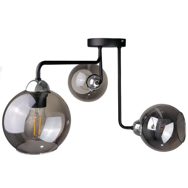 Loftowa LAMPA sufitowa KET1217 skandynawska OPRAWA szklane kule czarne srebrne