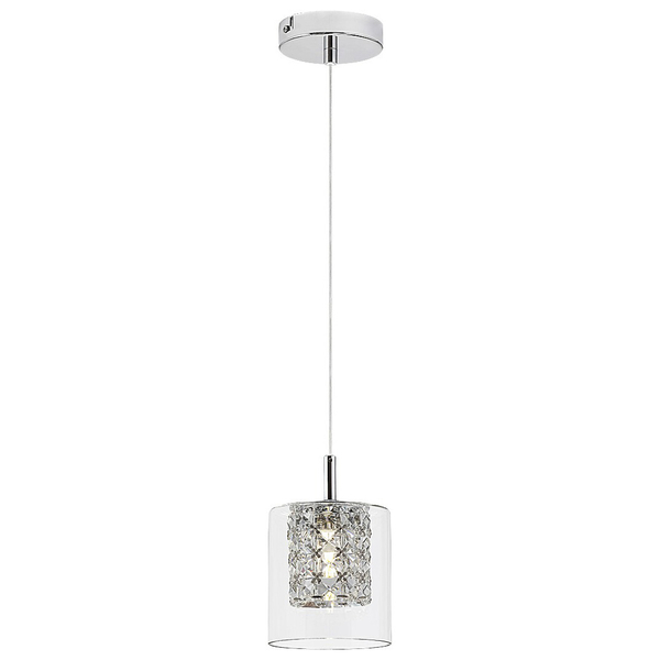 Okrągła lampa wisząca Duchess 3114 z kryształkami do sypialni chrom