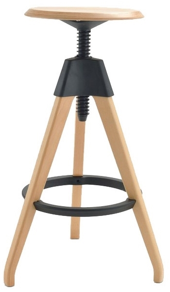 Krzesło barowe regulowane Tom PW-016 czarne drewniane