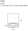 Zestaw czarny downlight Tub LED 7W 3000K pierścień złoty