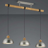 Wisząca LAMPA industrialna DELHI 303400367 Trio loftowa OPRAWA kopuły ZWIS drewniana belka nikiel brązowa