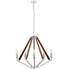 Żyrandol LAMPA wisząca NEZ 10492518 Kaspa świecznikowa OPRAWA zwis na łańcuchu drewno chrom