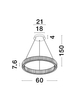 Okrągła lampa wisząca LE42915 do sypialni LED 40W srebrna 