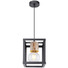 Wisząca LAMPA skandynawska HAGAR 15476H Globo metalowa OPRAWA prostokątny ZWIS klatka industrialna czarna drewniana czarna dre