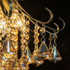 Pałacowa LAMPA wisząca ELM6248/4 21QG MDECO metalowa OPRAWA crystal ZWIS glamour mosiądz bursztynowy