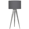Abażurowa LAMPA stojąca TRIPOD 3134416 Nave metalowa LAMPKA stołowa na trójnogu chrom szara