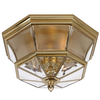 Zewnętrzna LAMPA sufitowa QZ/NEWBURY/F PB Elstead QUOIZEL rustykalna OPRAWA ogrodowa outdoor szklana IP44 mosiądz przezroczyst