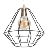 Industrialna LAMPA wisząca KET689 druciana OPRAWA metalowy zwis czarny złoty