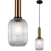 LAMPA wisząca ANTIOLA PND-5588-1M-BRO+CL Italux plisowana OPRAWA loftowy zwis mosiężny przezroczysty