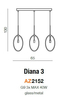 Wisząca lampa nowoczesna Diana 3-punktowa do jadalni chrom