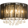 Plafon LAMPA sufitowa BAGANA 15095D Globo okrągła OPRAWA abażurowa orhanza mgiełka LED 24W łezki krople glamour czarna
