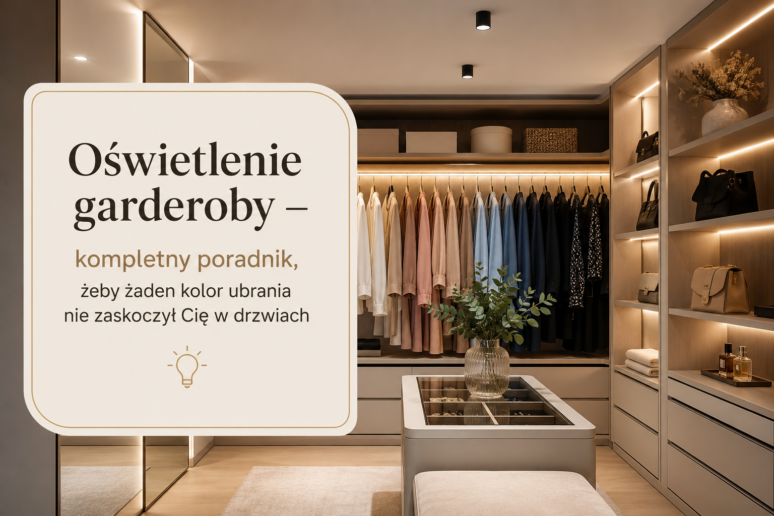 Oświetlenie garderoby – kompletny poradnik, żeby żaden kolor ubrania nie zaskoczył Cię w drzwiach