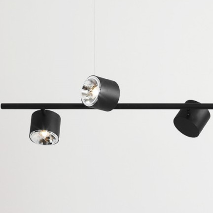 Wisząca lampa metalowa Bot 1047K Aldex loftowa na listwie nad wyspę czarna