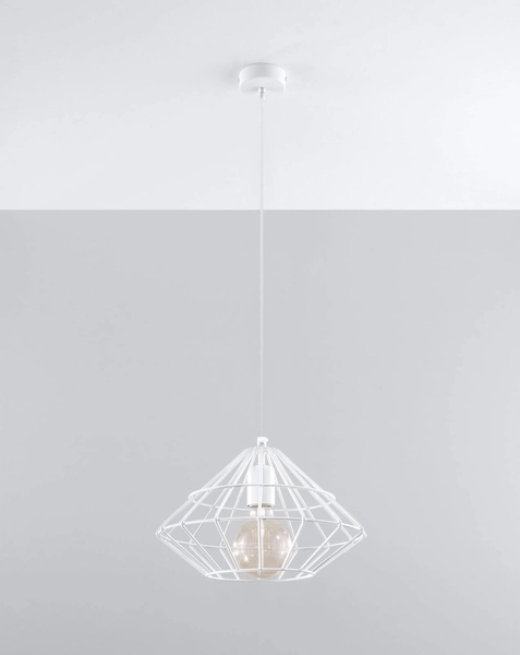 Druciana LAMPA wisząca SL.0293 industrialna OPRAWA zwis druciak metalowy biały