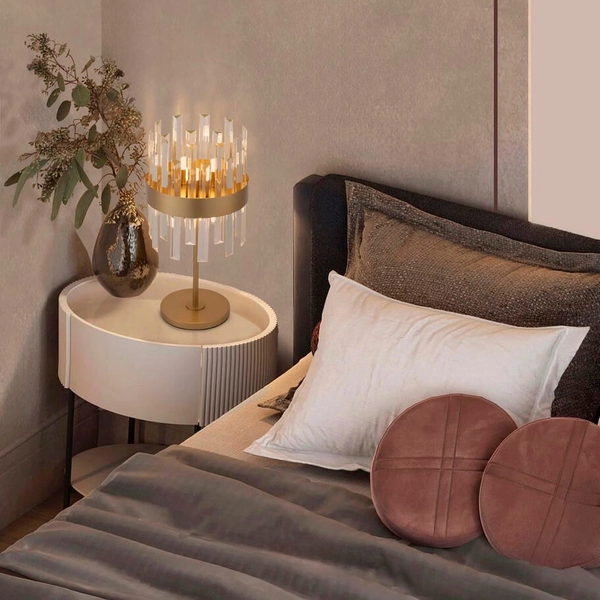 Stołowa lampka CHOLULA LE44725 kryształy do sypialni złota przezroczysta