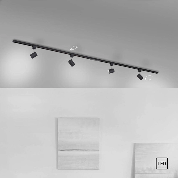 Sufitowa lampa pokojowa Tarik regulowana 4-punktowa czarna