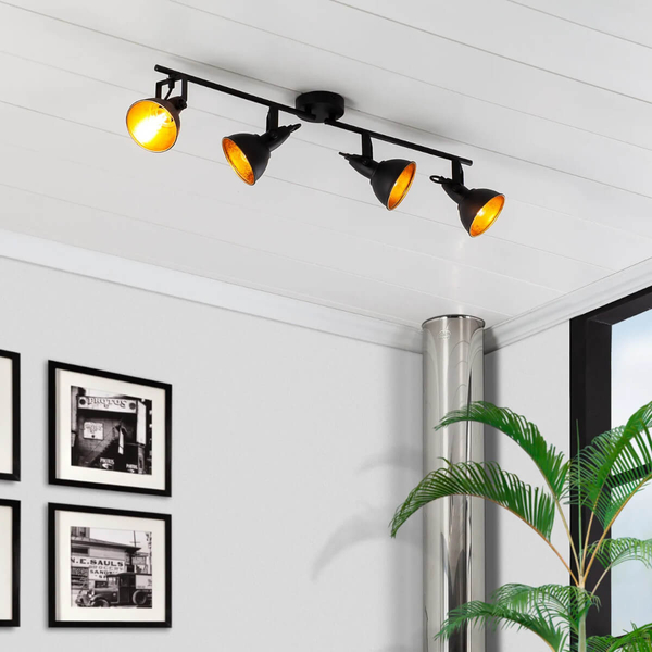 Wielopunktowa lampa sufitowa Retro ABR-RRO-C-4XE14 Abruzzo czarny złoty