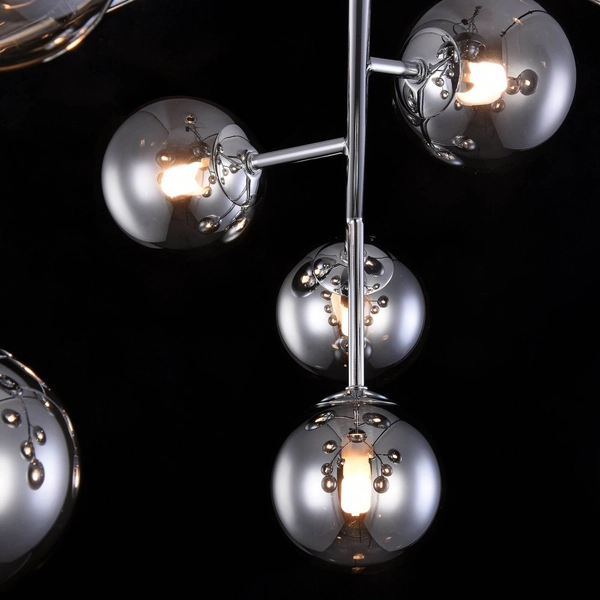 LAMPA sufitowa DALLAS MOD545PL-12CH Maytoni metalowa OPRAWA modernistyczny plafon molekuły chrom przydymione