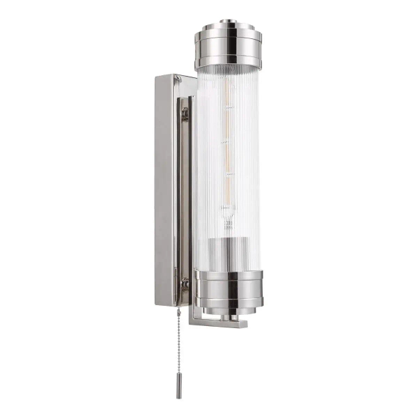 Szklana lampa ścienna Tommaso TOM0738 do łazienki tuba IP44 nikiel
