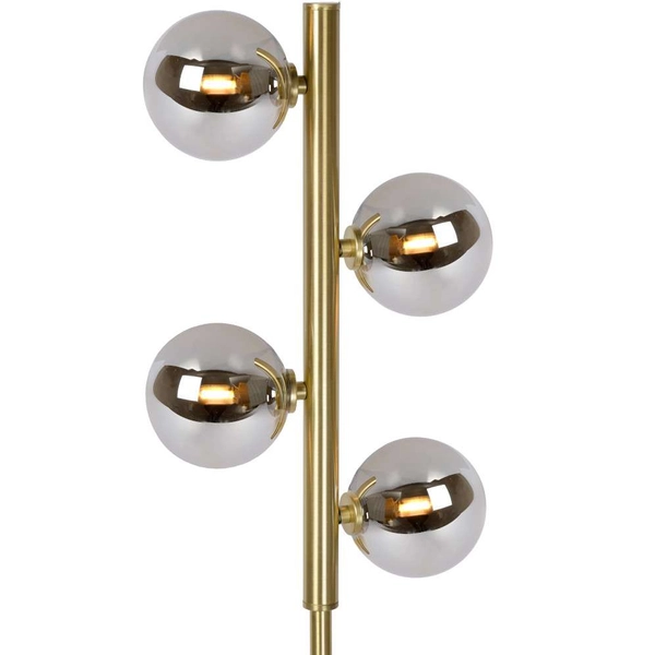 Loftowa LAMPA podłogowa TYCHO 45774/04/02 Lucide stojąca OPRAWA szklane kule przydymione mosiądz