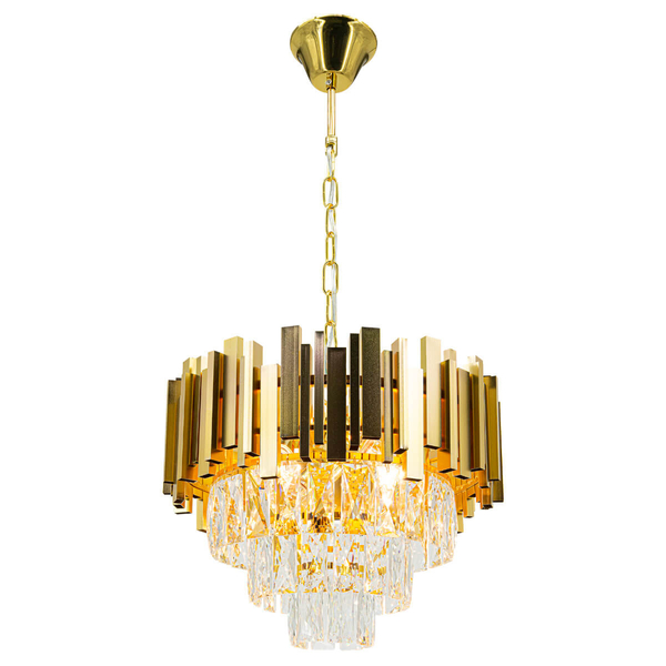 Zwisowa lampa pałacowa Valetta 6268/4 TR do jadalni glamour złota