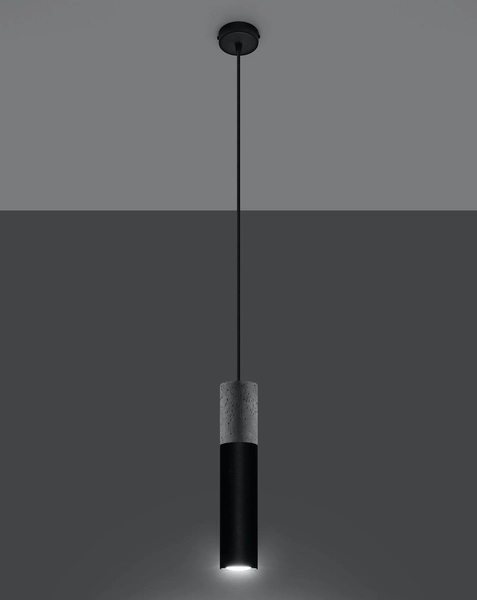 Skandynawska LAMPA wisząca SL.0650 tuba OPRAWA metalowy ZWIS okrągły beton czarny