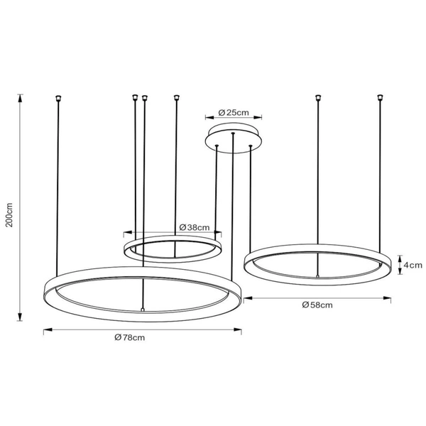 Wisząca lampa złota Vidal pierścienie LED 120W 2700K do salonu