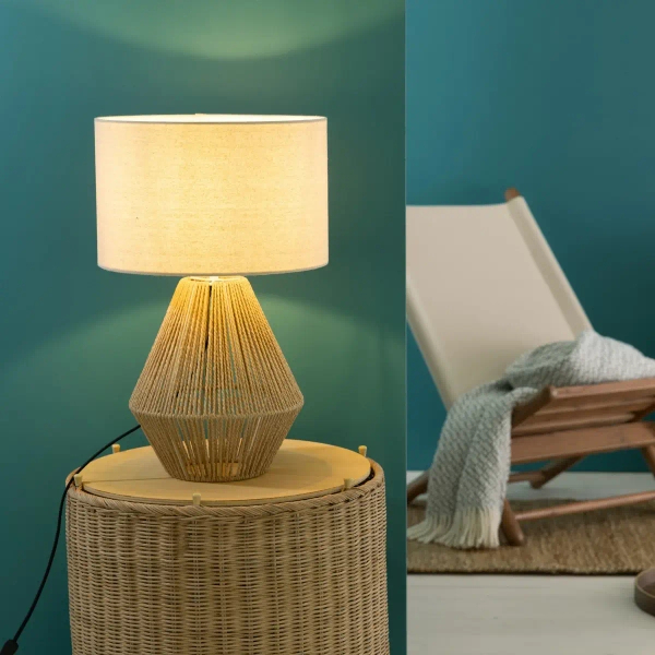 Stołowa lampka do sypialni Laraine 93097/09 z wtyczką beżowa