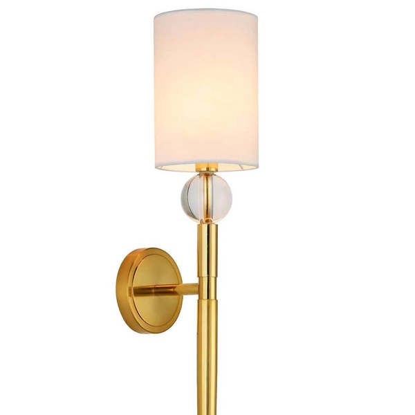 Salonowa lampa na ścianę DAMA ST-8436 GB-CE z abażurem złoty biały