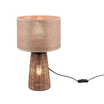 Stołowa lampka boho Straw R50972026 ratanowa brązowy beżowy