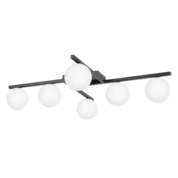 Kulista lampa sufitowa do jadalni Korfu K-5461 szklana biała czarna