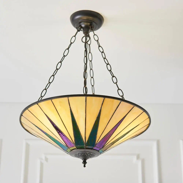 Lampa wisząca na łańcuchu Dark star 70754 szklana witrażowa kolorowa