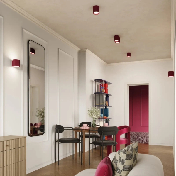 Lampa ścienna AURA SL.1821 ryflowana burgundowa G9
