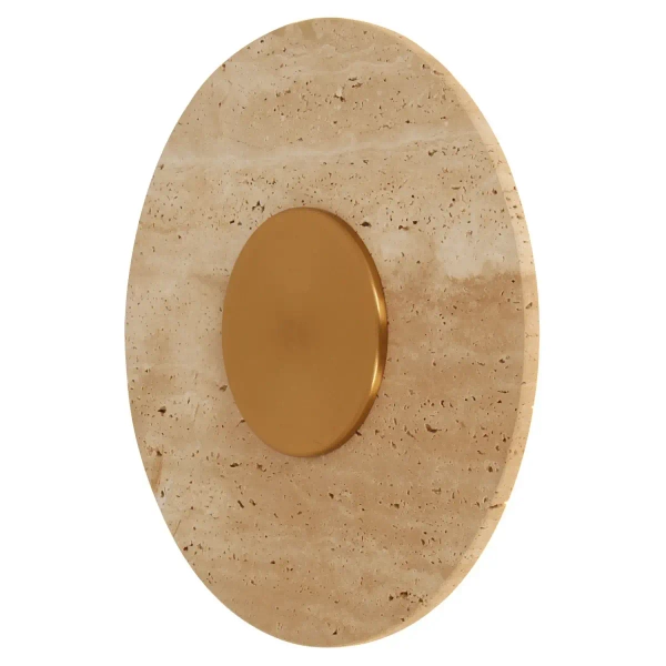 Ledowy kinkiet do salonu Sun W0417 LED 14W 3000K kamień naturalny złoty