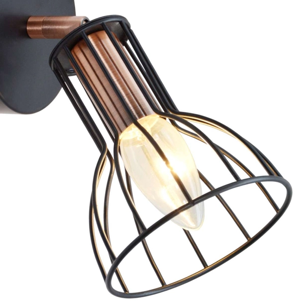 Kinkiet LAMPA ścienna SOFIA 1 310934 Polux metalowa OPRAWA druciana regulowany plafon miedź czarna