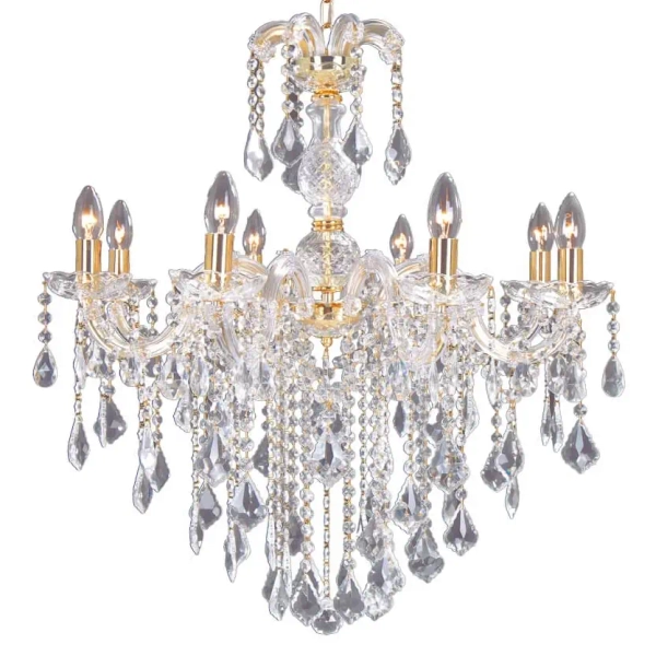 Kryształowa lampa wisząca Chateau 14004/8-GLD perełki Maria Theresa złota