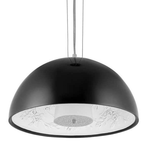 Wisząca lampa kopuła Frozen garden ST-7049S black shiny ażurowa czarna biała