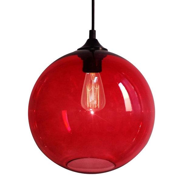 Lampa wisząca EDISON 31-21410 szklana retro zwis kula ball czerwona