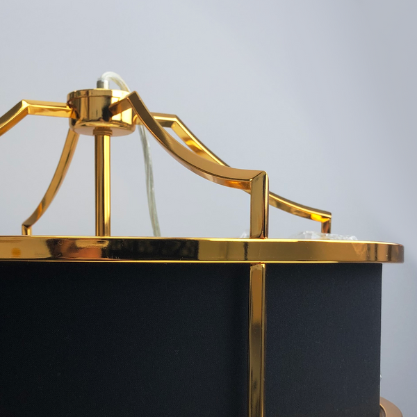 LAMPA wisząca Stanza Gold Nero M Orlicki Design okrągła OPRAWA w stylu klasycznym abażurowa czarna złota